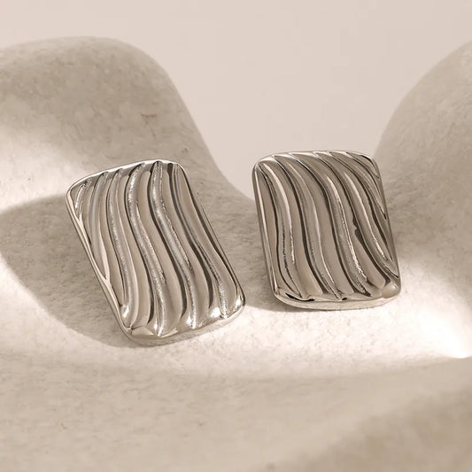 Golden Ripple Stud Earrings