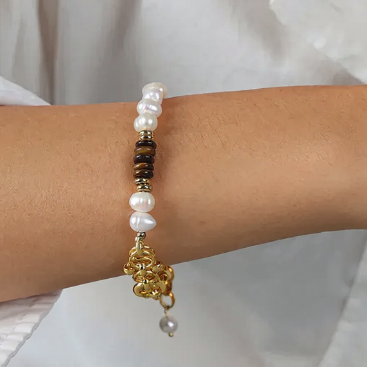 Tiger Eye Pearl Bracelet