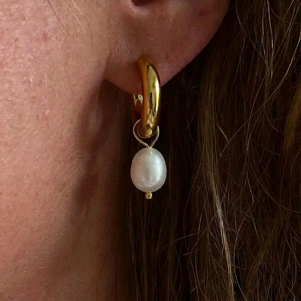 Pearl Drop Hoops