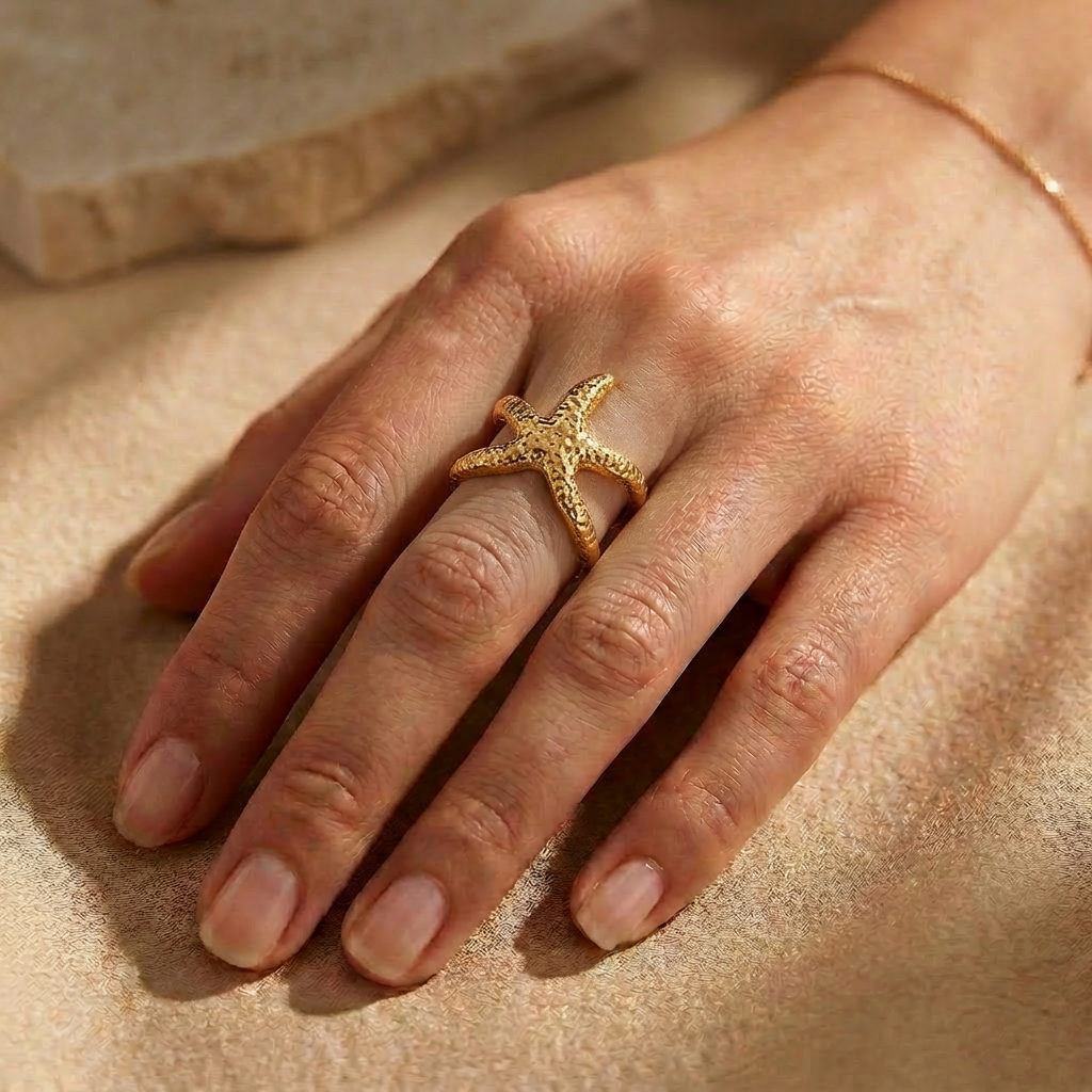 Golden Starfish Ring