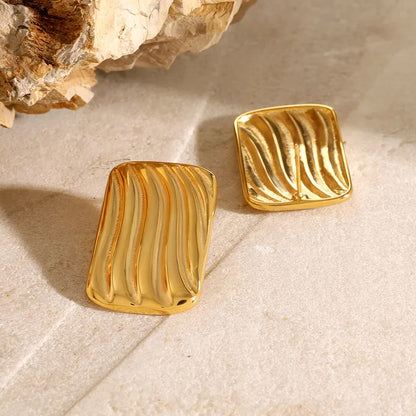 Golden Ripple Stud Earrings