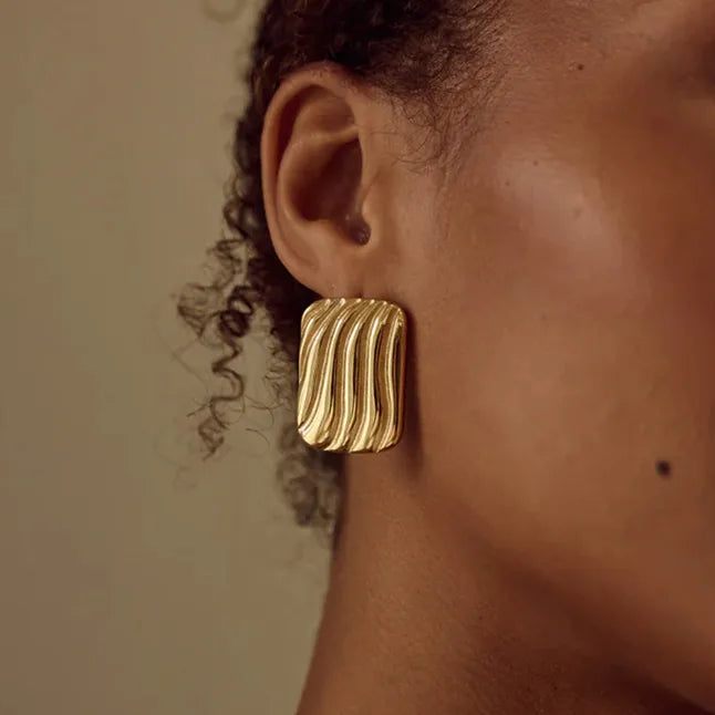 Golden Ripple Stud Earrings