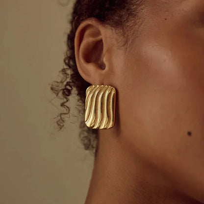 Golden Ripple Stud Earrings