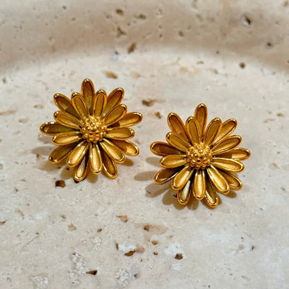 Golden Daisy Stud Earrings