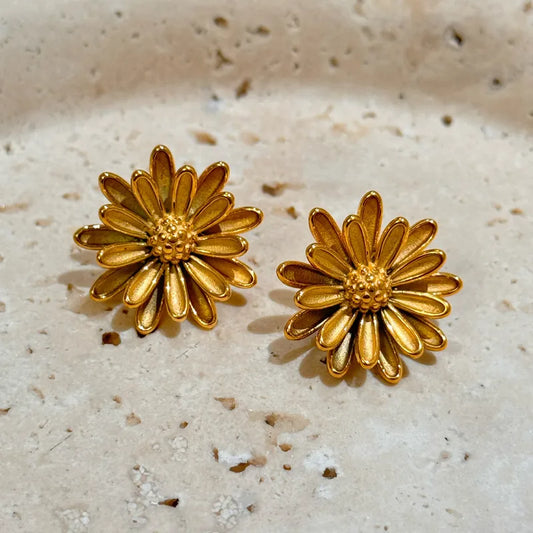Golden Daisy Stud Earrings