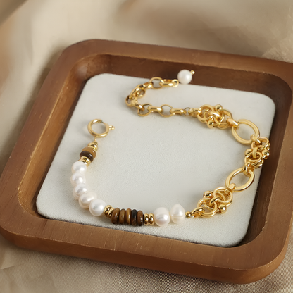 Tiger Eye Pearl Bracelet