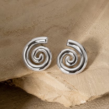 Golden Spiral Stud Earrings