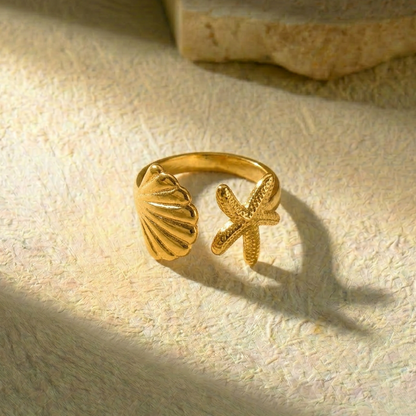 Shell & Starfish Open Ring