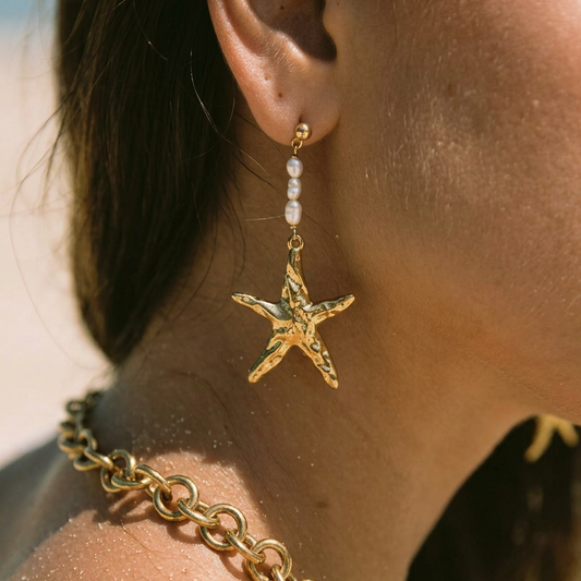 Ocean Pearl Star Earring