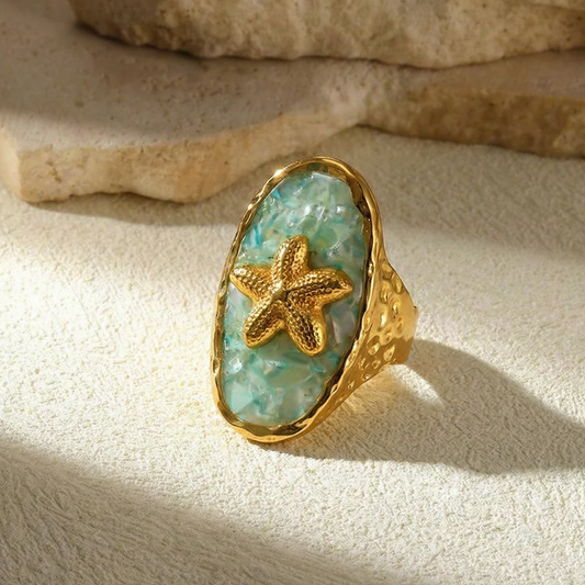 Aqua Starfish Ring