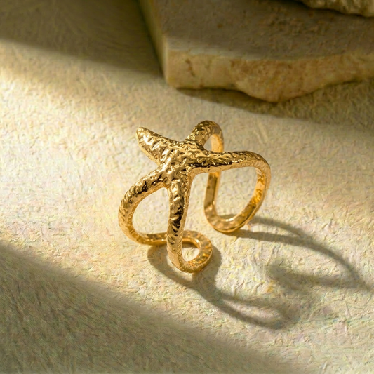 Golden Starfish Ring