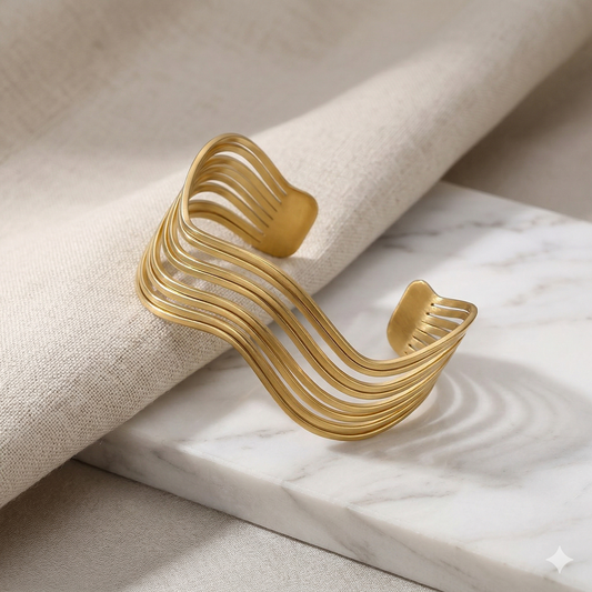 Golden Wave Cuff Bracelet