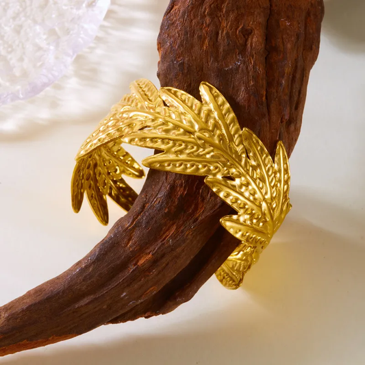 Golden Leaf Cuff Bracelet